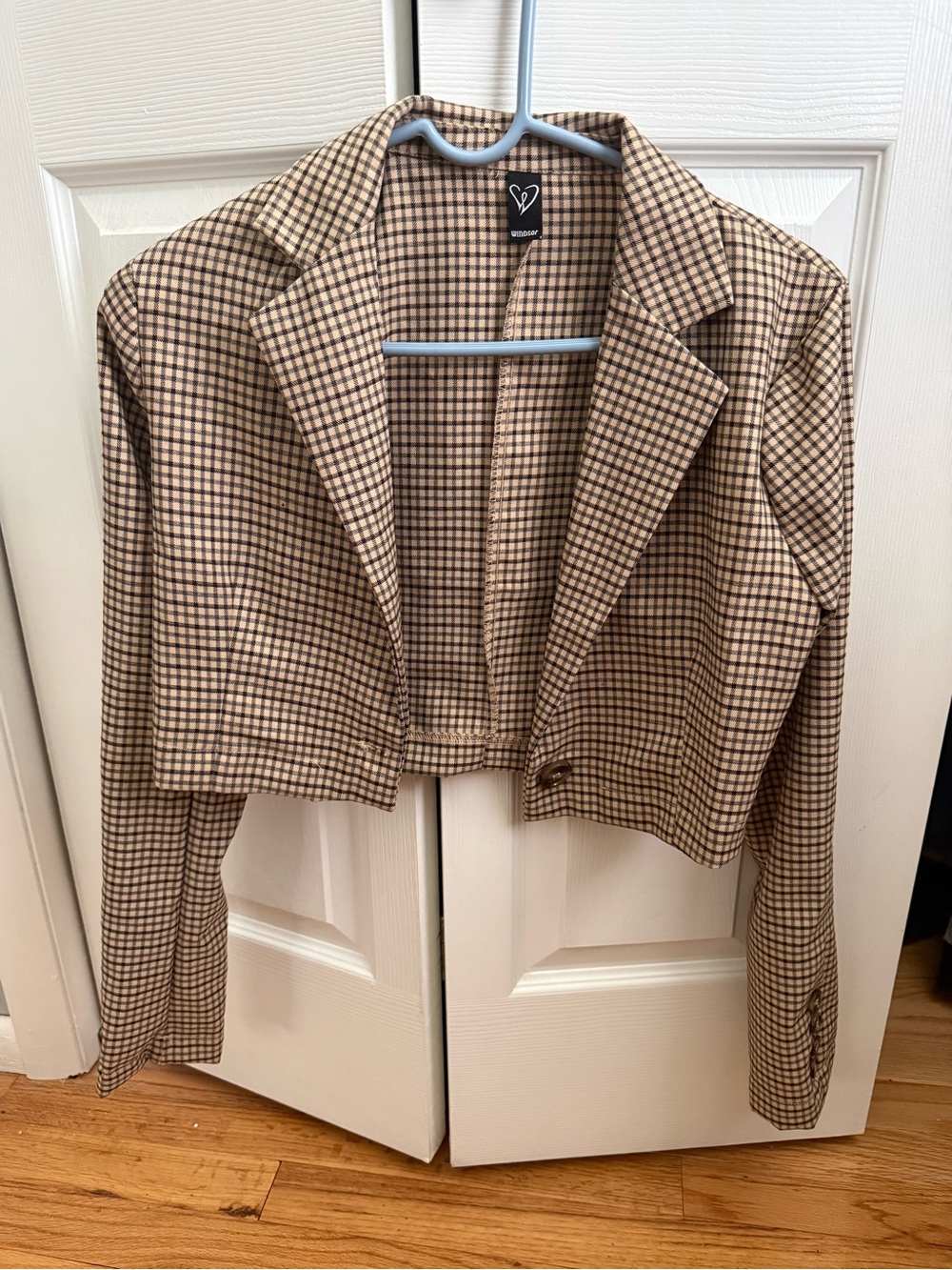 Windsor Gingham Checkered Plaid Cropped Blazer Jacket